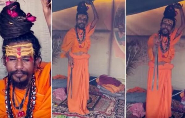 यूट्यूबर के सवाल पर भड़के  बाबा जी चिमटा निकाल कर की पिटाई